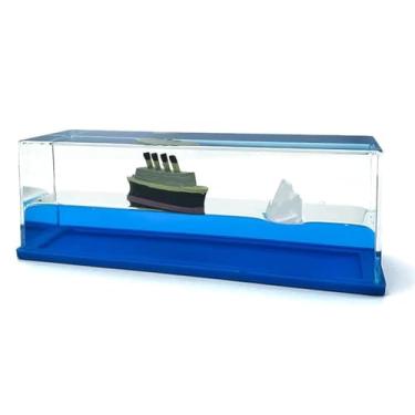 Imagem de LETINE Titanic Cruise Ship Brinquedo sensorial fidget para adultos, navio de cruzeiro Titanic inafundável em uma garrafa para jogo de simulador de ondas, mini navio líquido legal melhor para decoração