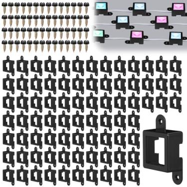 Imagem de Beeveer Conjunto de 80 clipes de luz para Govee H705 clipes de montagem com 160 parafusos compatíveis com extensão de luzes externas permanentes Govee Pro, instale firmemente (preto)