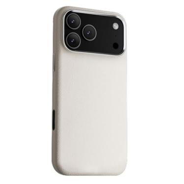 Imagem de LTLMYDAM Capa elegante para iPhone 17 Pro Max/17 Pro/Air/17, capa de negócios com textura de lichia de sucção magnética fina de couro à prova de impressões digitais, branca, 17 Pro