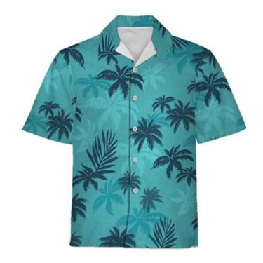 Imagem de Camisa Casual De Verão Masculina De Manga Curta Com Estampa De Flores 