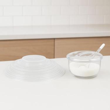 Imagem de Kit Tampa de Micro-ondas + Açucareiro com Colher Transparente em Plástico Resistente