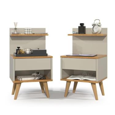 Imagem de Kit com 2 Mesas de Cabeceira de Luxo – Design Elegante para Quartos Sofisticados (KIT 2 SLEEP -OFF WHITE/NATURE)
