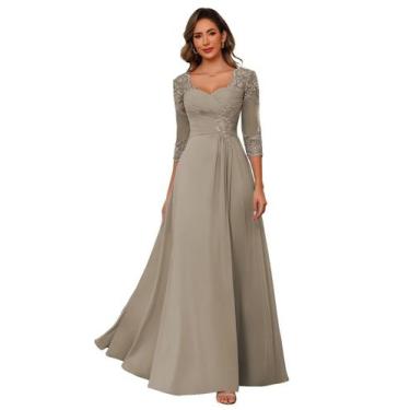 Imagem de Vestido de dama de honra AUSPORY, chiffon, renda, apliques femininos