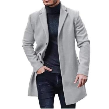 Imagem de Casaco de lã solto masculino, moda, comprimento médio - SANMU