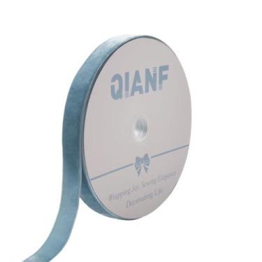 Imagem de Fita de veludo QIANF Vintage Dusty Blue 2,5 cm x 23 m