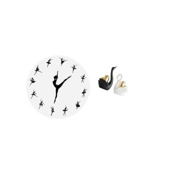 Imagem de Fenteer Relógio de Parede de Cisne Bailarina, Balé, Dançarina, Silencioso, Mudo, Dança, Ornamento Decorativo de Mesa, Artesanato, Decoração de Casal, Estátuas