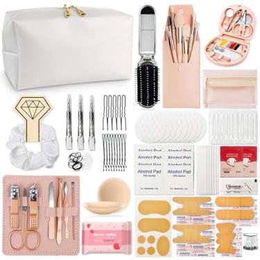 Imagem de Kit feminino de viagem de emergência de casamento, 45 itens essenciais para noivas, dama de honra, conjunto de estilo de beleza diário tudo-em-um com pincéis de maquiagem (Bianca Luxe)