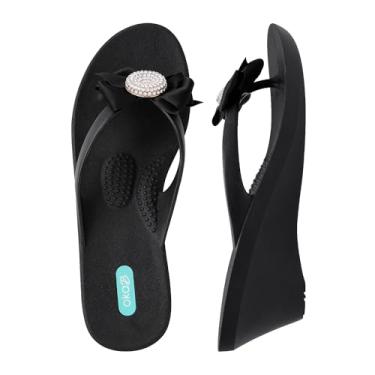 Imagem de Oka-B Chinelo feminino Kylie com salto cunha, Alcaçuz avelã, 6.5-7.5