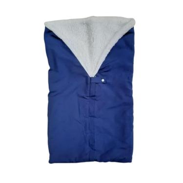 Imagem de Saco de Dormir Infantil com Zíper Porta Bebê para Saída Maternidade Material Sherpa, Aconchegante para Recém-Nascido (Azul Marinho)