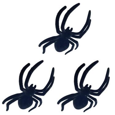 Imagem de Aranha Camurça Hallowen Kit 3 Uni Decoraçao Festa Dia Das Bruxas Pegadinha Susto Terror Medo Tarantula Aveludada