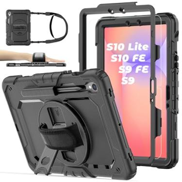 Imagem de BASE MALL Capa para Samsung Galaxy Tab S10 Lite / S10 FE / S9 FE 10,9 polegadas / S9 11'' 5G protetora com protetor de tela/suporte de caneta/alça de mão, capa de tablet resistente à prova de choque