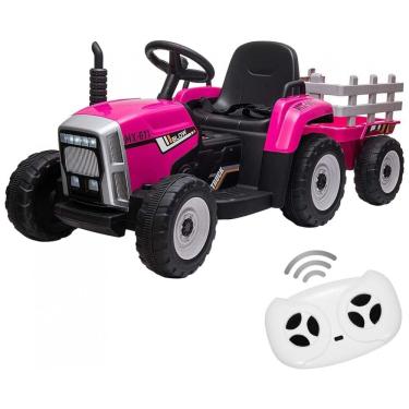 Imagem de Trator Elétrico Infantil com Controle Remoto, Faróis de 7 LED, 2 Marchas, Reprodutor de Música e Porta USB, 12V, Nasitip, Rosa