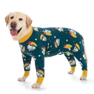 Imagem de Axcimond Macacão de recuperação de cirurgia para cães grandes com cone alternativo após cirurgia, protetor de feridas abdominais, macacão para cães médios e grandes