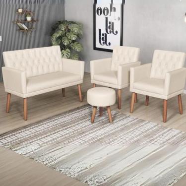 Imagem de Jogo 1 Namoradeira 2 Poltronas Capitone com Puff material sintético pa