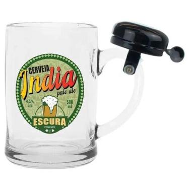 Imagem de Caneca Chopp Cerveja Vidro Com Campainha 400Ml India Pale Ale Escura S
