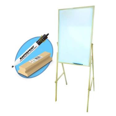 Imagem de Flip Chart Quadro Branco Madeira 60 X 90 Apagador Caneta