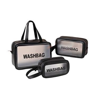 Imagem de Bolsa Necessaire Feminina Organizador Maquiagem Viagem Blogueira (Preto)