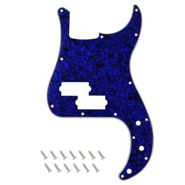 Imagem de Banworks Precision Bass Pickguard 4 Ply 13-Hole P Bass PB Scratch Plate para USA/Mexican Modern Style Fender Precision Bass JT/HB-10 Blue Pearl
