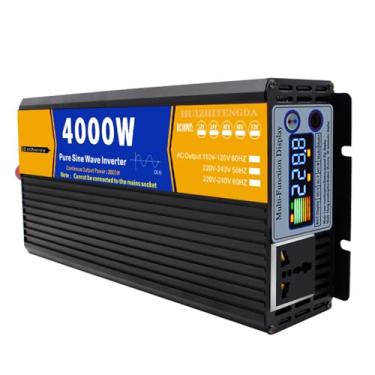 Imagem de HENGJINGTR Inversor de onda senoidal pura 4000W Inversor de potência 12V 24V 48V 60V 72V DC para AC 110V/220V Conversor Inversor de energia solar para casa, RV, caminhão,12v to 220v 60hz