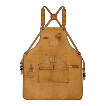 Imagem de MotiveTech de lona com bolsos para homens e mulheres, profissional, pai, marceneiro, ajustável, pai, carpinteiro, para marcenaria, Camelo