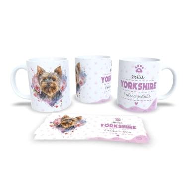 Imagem de Caneca de Cerâmica Beagle Apaixonado, Branca, 325ml, Decorada com Flores e Patas, Tema Amor Canino (13209)