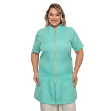 Imagem de Jaleco Feminino Verde Claro MALTA Oxford Premium Plus Size Zíper - gar