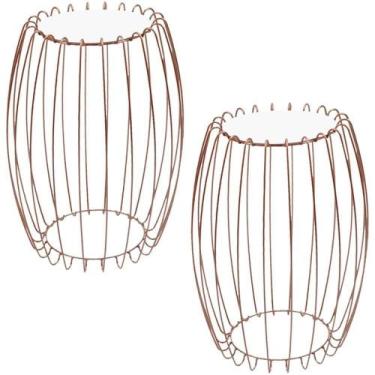 Imagem de Kit Mesa Apoio Lateral 43 Cm Tampo Vidro Branco Base Metal Cobre Nacc 