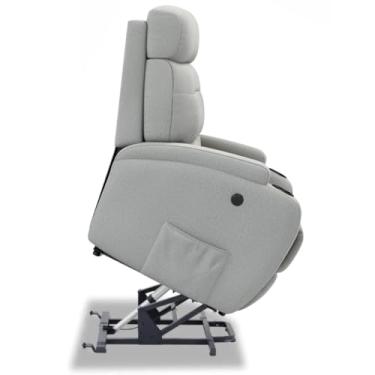 Imagem de Poltrona do Papai Reclinável Elétrica Bivolt Lift com Sistema de Elevação e Massagem em Tecido Linho - Modelo Florença Damie (Cinza)