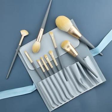 Imagem de Pincéis de maquiagem, kit de maquiagem, cabelos sintéticos macios para sombra, delineador, mistura, corretivo, sombra de nariz, verde, 10 peças