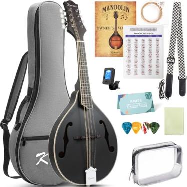 Imagem de Instrumento musical bandolim estilo A, kit de instrumentos acústicos bandolim 8 cordas para iniciantes profissionais adultos adolescentes jovens crianças (um estilo acústico preto, 8 cordas)