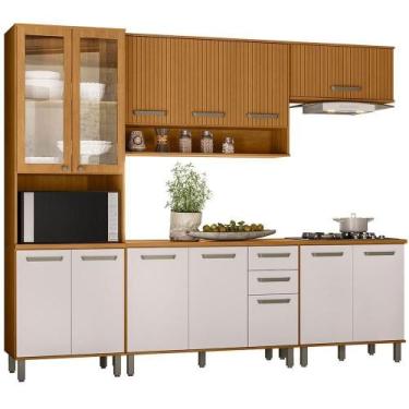 Imagem de Cozinha Modulada 6 Peças 270 Cm Cria Pln Freijo Ripado Off White Freij