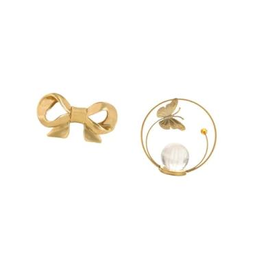 Imagem de Fenteer Puxador de Móveis em Latão com Laço, Escultura de Bola de Cristal, Estatueta de Metal, Ornamento para Mesa, Suporte para Gaveta de Cozinha, Armário, C