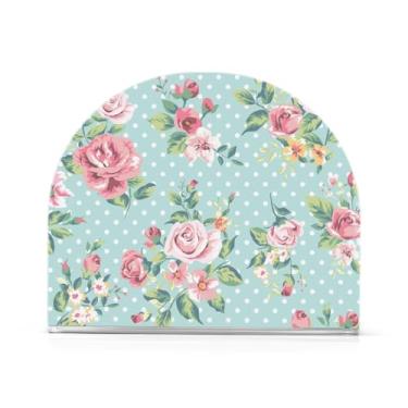 Imagem de Porta-guardanapos - estampa rosa vintage, porta-guardanapos de papel acrílico para mesas cozinha restaurante decoração de casa, suporte decorativo moderno para guardanapos de coquetel de papel de