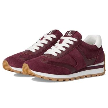 Imagem de Lauren Ralph Lauren Tênis feminino de camurça perfurada Dani, Drk Garnet/Drk Garnet/Snw Wht, 36