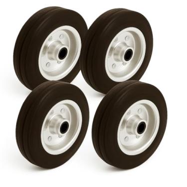 Imagem de kit 4 Roda De Borracha Maciça 6 Polegada Rolamento Rolete pra carrinho carga 160kg