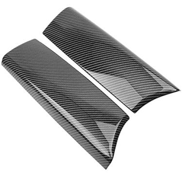 Imagem de Riloer Capa de caixa de apoio de braço do console central de couro anti-riscos almofada protetora de apoio de braço central acessórios de decoração de interiores compatíveis com Mercedes-Benz (fibra de carbono), 2 peças