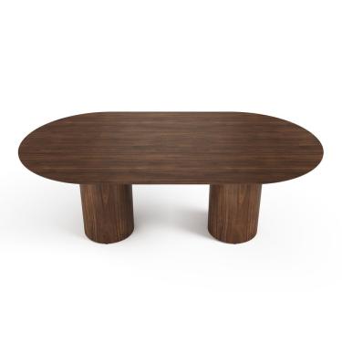 Imagem de Mesa De Jantar West 200cm X 100cm 6 Lugares Lâmina Natural De Madeira Castanho
