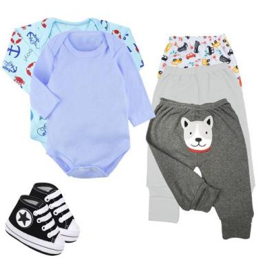 Imagem de Kit 6 Peças Body Manga Longa Mijão e Sapatinho Roupa de Bebê - Koala B