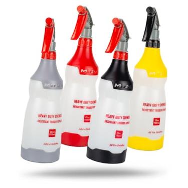 Imagem de Maxshine Frasco de spray resistente – Pulverizador de 740 ml resistente a produtos químicos com bocal ajustável e gatilho ergonômico para limpeza de carro, garagem, casa (conjunto de 4 cores)