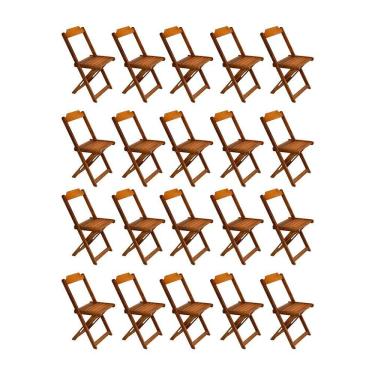 Imagem de Kit 20 Cadeiras De Madeira Dobravel Mel