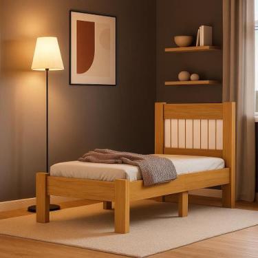 Imagem de Cama de Solteiro Estilo Classico Tradicional Bela MDF Com Estrado Made