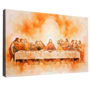 Imagem de Quadro Decorativo Santa Ceia Tons Neutros