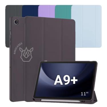 Imagem de Capa Smart Cover para Galaxy Tab A9+ 11" (2023), Kit Opcional com Película e Caneta, Magnética com Porta Caneta, Função Liga/Desliga SM-X210/X215/X216 (Cinza-escuro, Apenas Capa)
