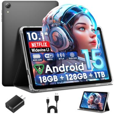 Imagem de Tablet Android de alto desempenho, 18 GB de RAM, 128 GB de ROM, tablets de 10 polegadas com tela sensível ao toque HD de 1280 x 800 IPS, processador Octa-Core, expansível de 1 TB, câmera dupla, 6000