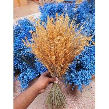 Imagem de Flor Sempre-Viva Natural Desidratada Kit 300 600 1200 Flores – Decoração Festa Casamento e Arranjos Artesanais (Capim ouro (100 hastes),300 flores (2 buquês))