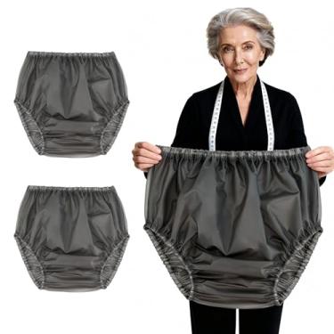 Imagem de Florith Calça de plástico unissex para adultos, capa de fralda lavável para adultos e roupa íntima impermeável, unissex, calça de borracha reutilizável para adultos (preta, média)