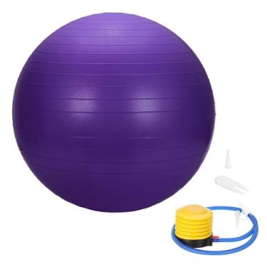 Imagem de YELARXI Bola de ioga, bola de exercício 75 cm e PVC e roxo antiderrapante estabilidade Pilates treino de parto extragrosso com bomba – adequado para (treino de ginástica de equilíbrio)
