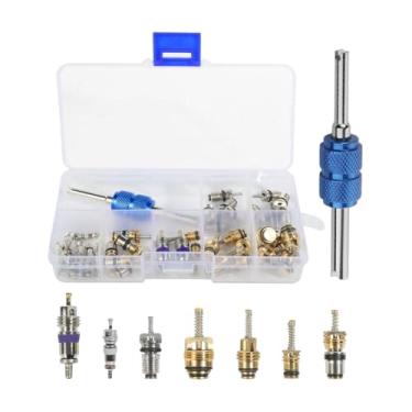 Imagem de UHANBUT Kit de núcleo de válvula CA de carro 40 peças, acessórios para carro, kit de válvula Schrader, A/C R12 R134a Ferramenta de remoção de núcleos de haste de válvulas de pneu de refrigeração