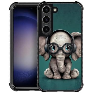 Imagem de Goodsprout Capa compatível com Samsung Galaxy S23 Plus, com fones de ouvido fofo pequeno elefante incrível design à prova de choque anti-arranhões capa traseira rígida PC para Samsung Galaxy S23 Plus