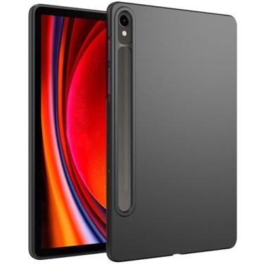 Imagem de WOGROO Capa para Samsung Galaxy Tab S9/ S9 FE 5G 2023, capa protetora de TPU macio de design fino para Galaxy Tab S9 FE 27.7 cm/ S9 27.9 cm, preta